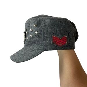 BONGO 100% Wool Gray Studded Cadet Cap — One Size Fits Most